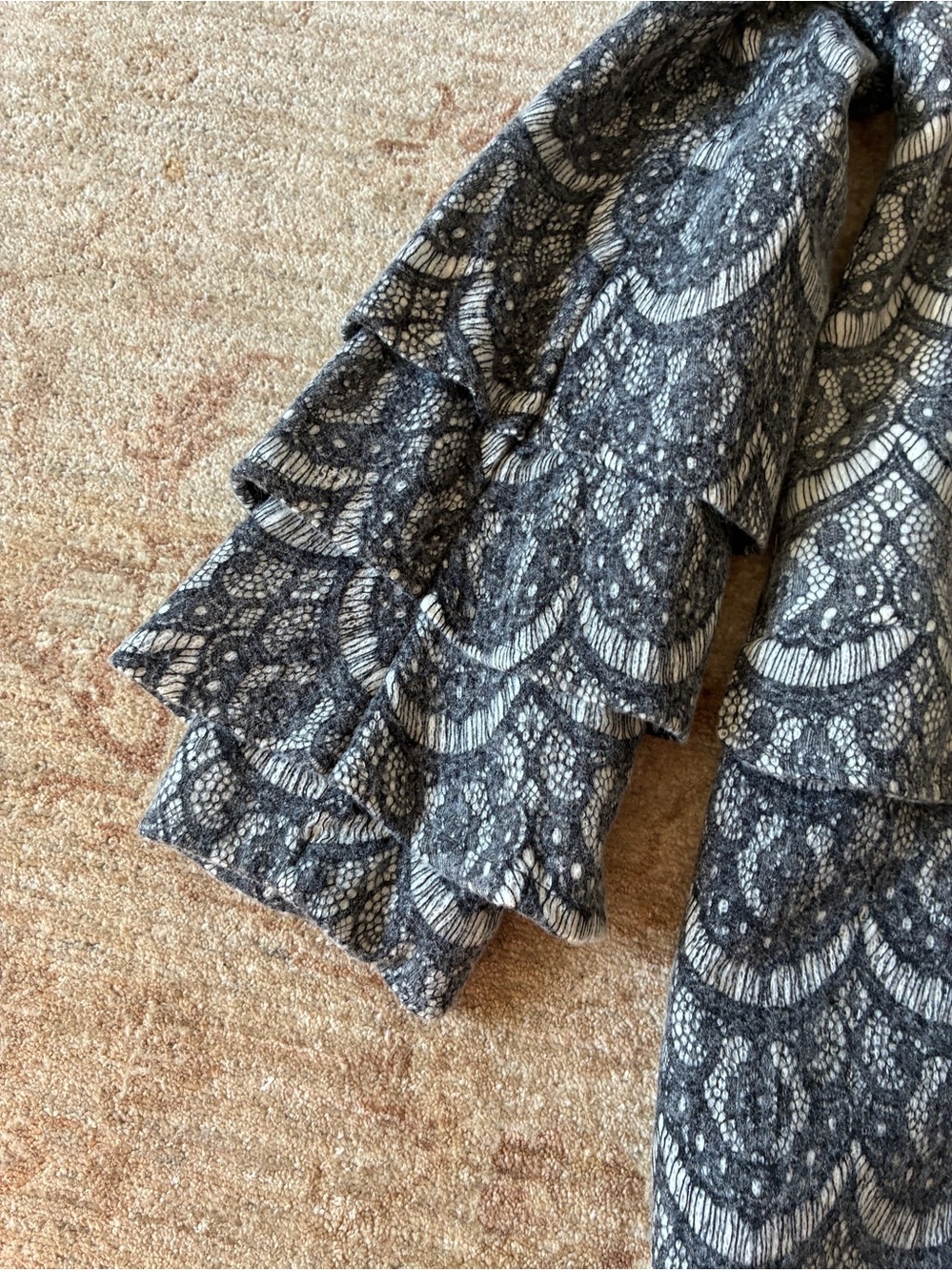 paparazzi Black & White Lace-Pattern Trench Coat